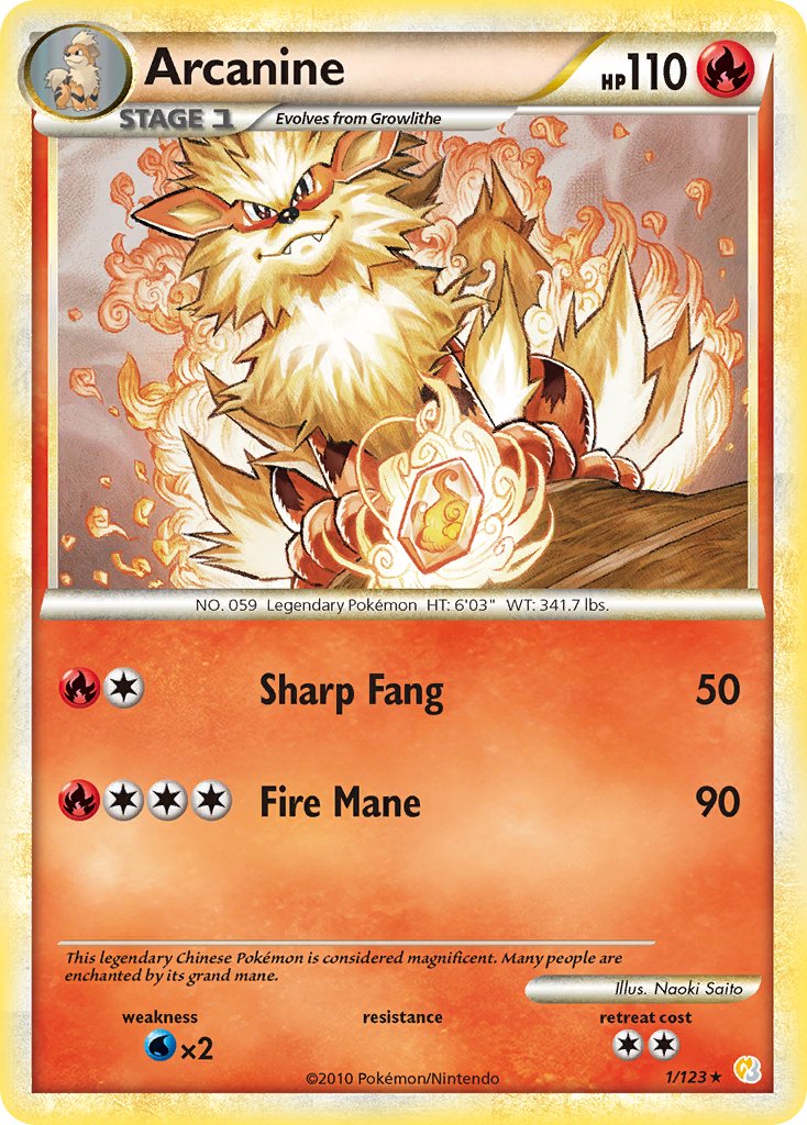 Arcanine (1/123) (Theme Deck Exclusive) [HeartGold & SoulSilver: Base Set] | Gear Gaming Fayetteville