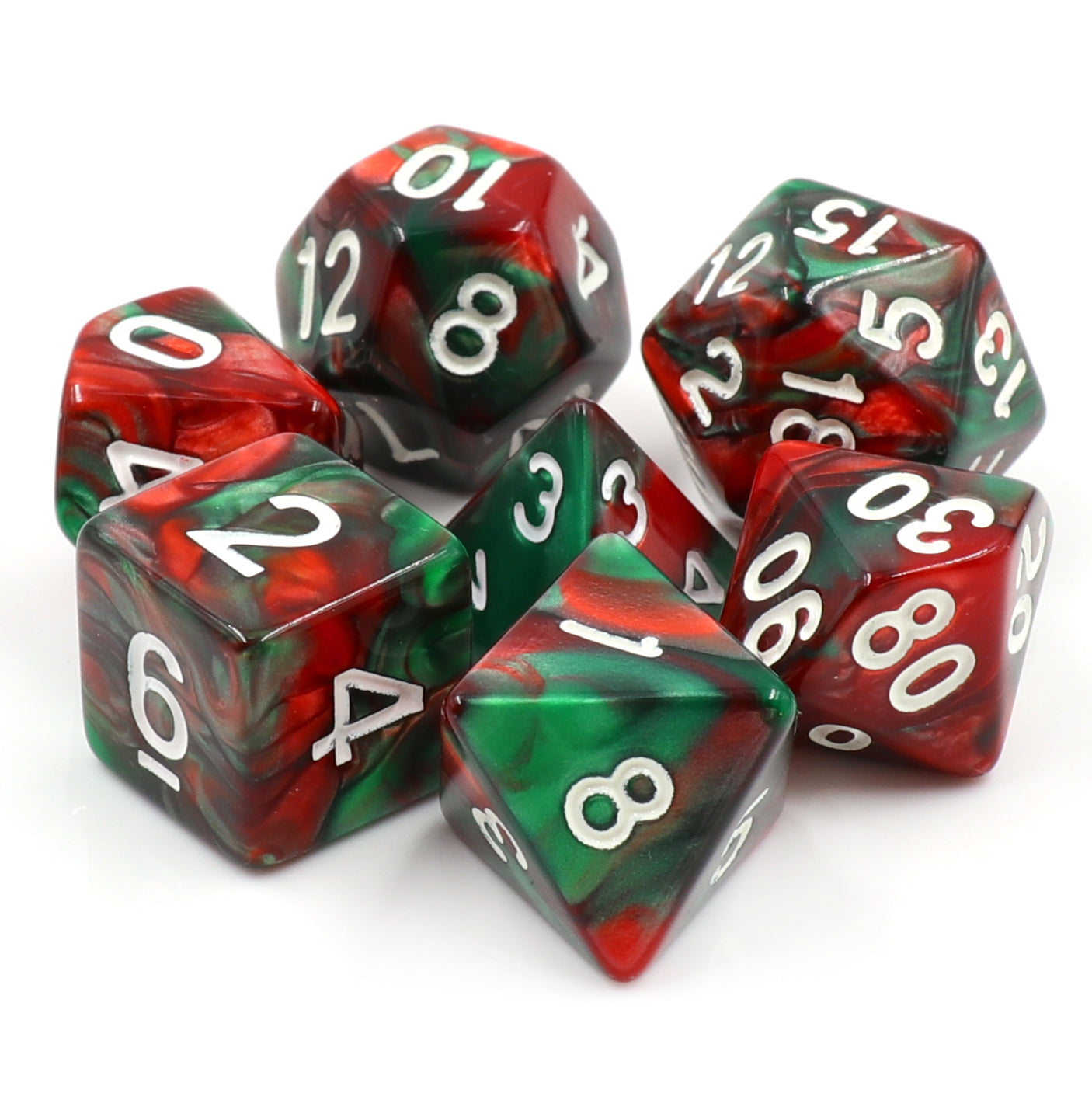 Red+Green Blend 7pcs Dice Set | Gear Gaming Fayetteville