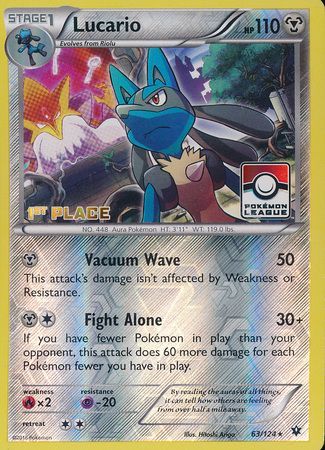 Lucario (63/124) (League Promo 1st Place) [XY: Fates Collide] | Gear Gaming Fayetteville