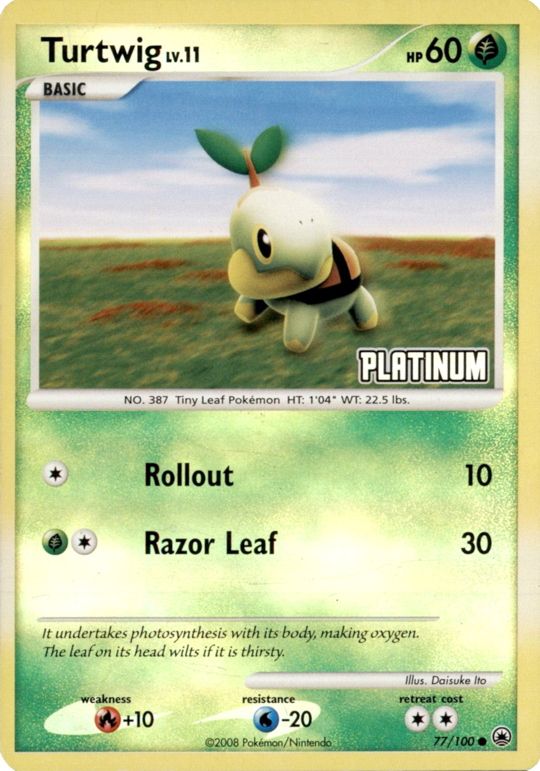 Turtwig LV.11 (77/100) (Platinum) [Burger King Promos: 2008 Collection] | Gear Gaming Fayetteville