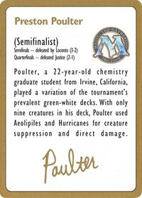 1996 Preston Poulter Biography Card [World Championship Decks] | Gear Gaming Fayetteville