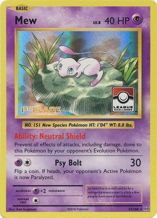 Mew (53/108) (League Promo 1st Place) [XY: Evolutions] | Gear Gaming Fayetteville