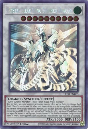 Crystal Clear Wing Synchro Dragon [LED8-EN005] Ghost Rare | Gear Gaming Fayetteville