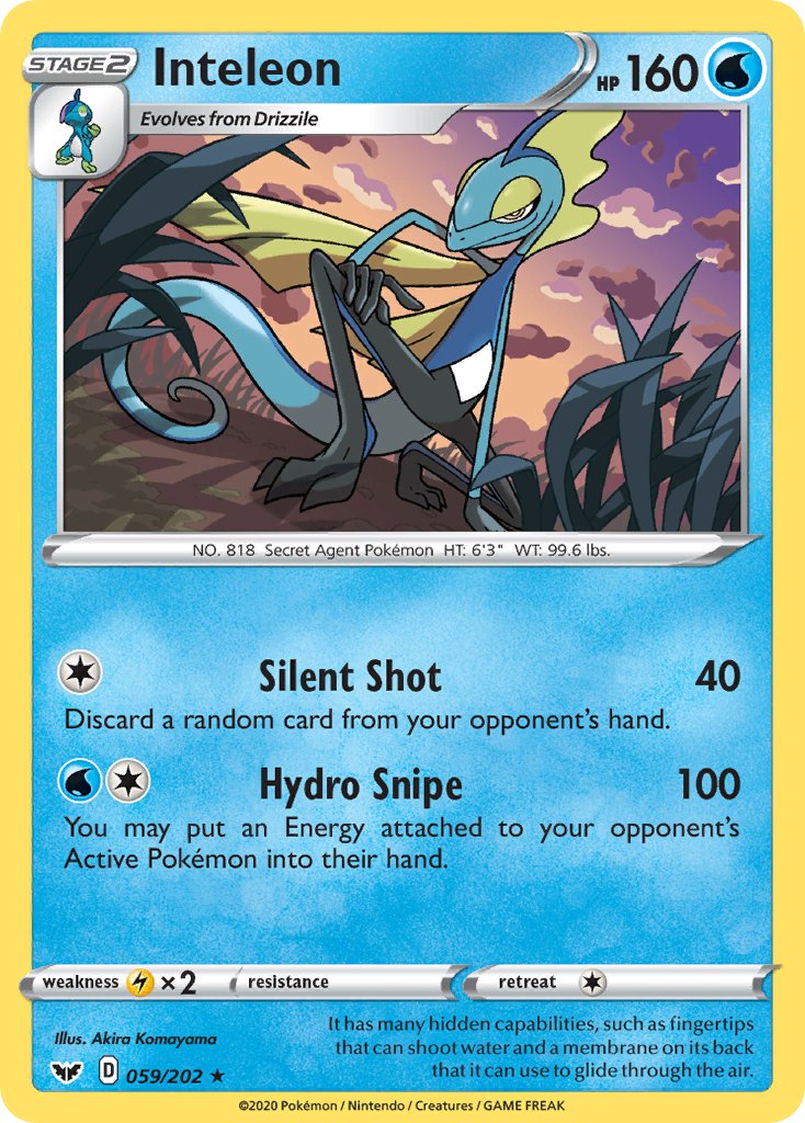 Inteleon (059/202) (Cracked Ice Holo) (Theme Deck Exclusive) [Sword & Shield: Base Set] | Gear Gaming Fayetteville