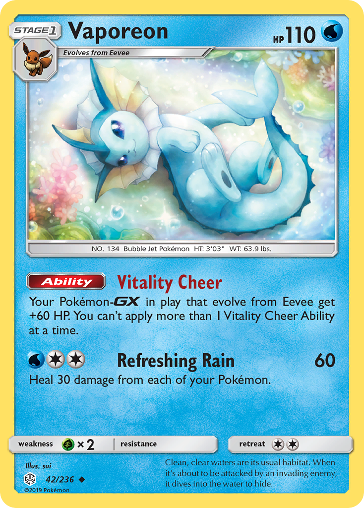 Vaporeon (42/236) [Sun & Moon: Cosmic Eclipse] | Gear Gaming Fayetteville