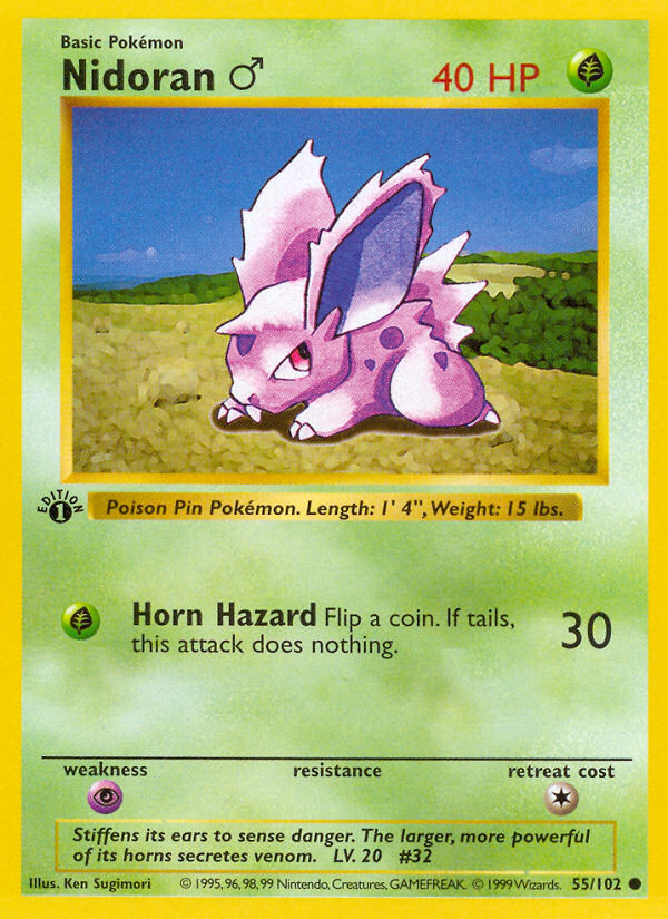 Nidoran (55/102) (Male) (Shadowless) [Base Set 1st Edition] | Gear Gaming Fayetteville