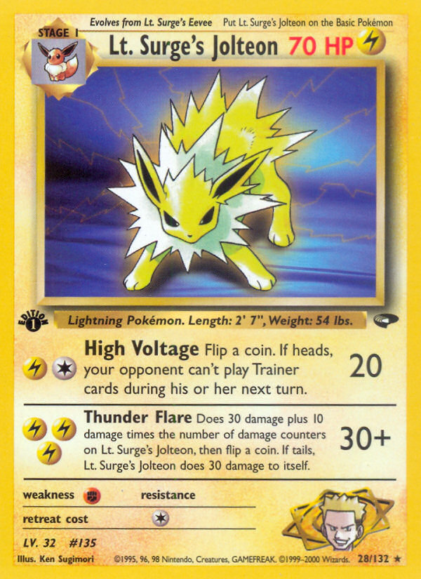 Lt. Surge's Jolteon (28/132) [Gym Challenge 1st Edition] | Gear Gaming Fayetteville