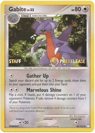 Gabite (48/123) (Staff Prerelease Promo) [Diamond & Pearl: Black Star Promos] | Gear Gaming Fayetteville