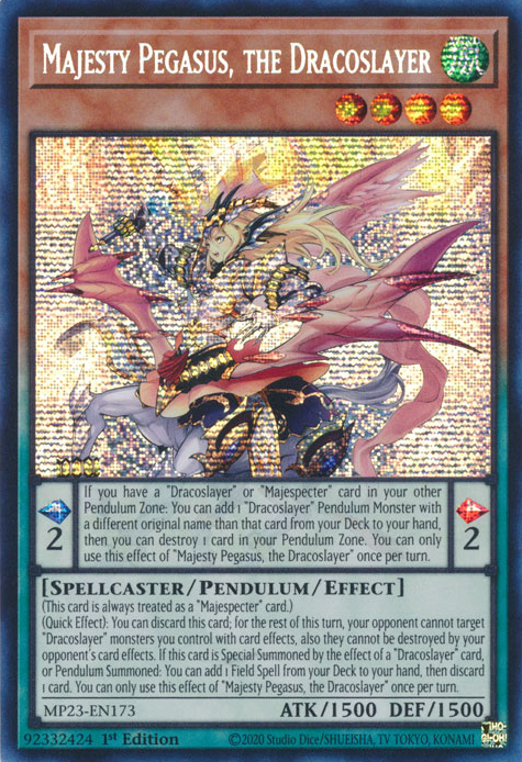 Majesty Pegasus, the Dracoslayer [MP23-EN173] Prismatic Secret Rare | Gear Gaming Fayetteville