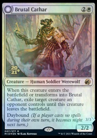 Brutal Cathar // Moonrage Brute [Innistrad: Midnight Hunt Prerelease Promos] | Gear Gaming Fayetteville