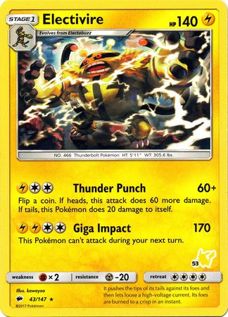 Electivire (43/147) (Pikachu Stamp #53) [Battle Academy 2020] | Gear Gaming Fayetteville