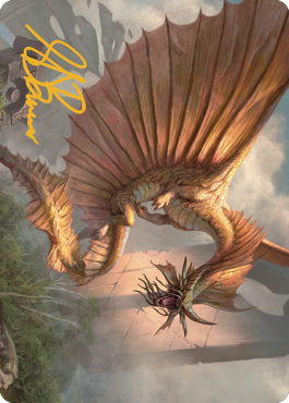 Ancient Gold Dragon Art Card (28) (Gold-Stamped Signature) [Commander Legends: Battle for Baldur's Gate Art Series] | Gear Gaming Fayetteville