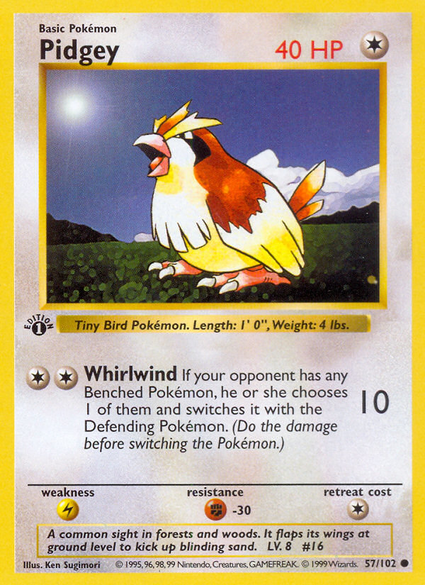 Pidgey (57/102) (Shadowless) [Base Set 1st Edition] | Gear Gaming Fayetteville