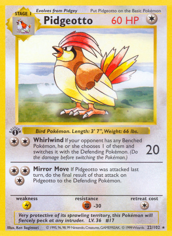 Pidgeotto (22/102) (Shadowless) [Base Set 1st Edition] | Gear Gaming Fayetteville