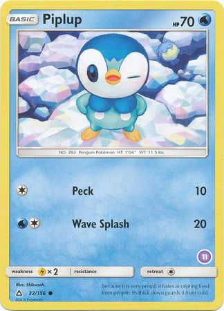 Piplup (32/156) (Deck Exclusive #11) [Sun & Moon: Trainer Kit - Alolan Sandslash] | Gear Gaming Fayetteville