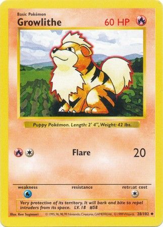 Growlithe (28/102) [Base Set Shadowless Unlimited] | Gear Gaming Fayetteville