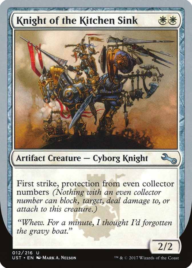 Knight of the Kitchen Sink ("protection from even collector numbers") [Unstable] | Gear Gaming Fayetteville