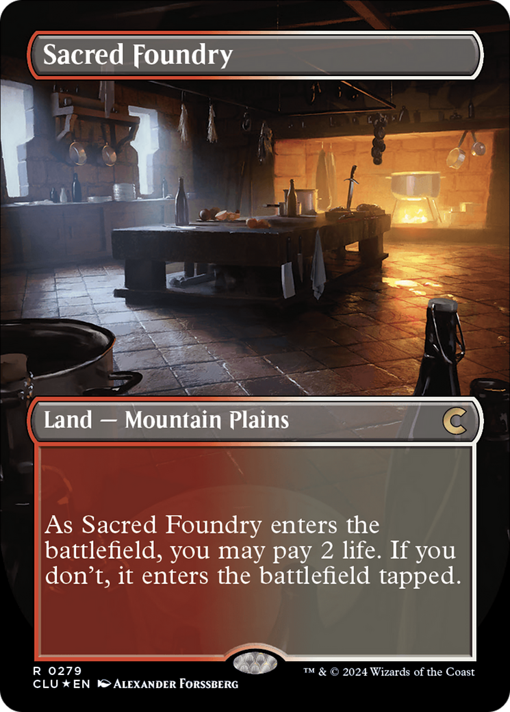 Sacred Foundry (Borderless) [Ravnica: Clue Edition] | Gear Gaming Fayetteville