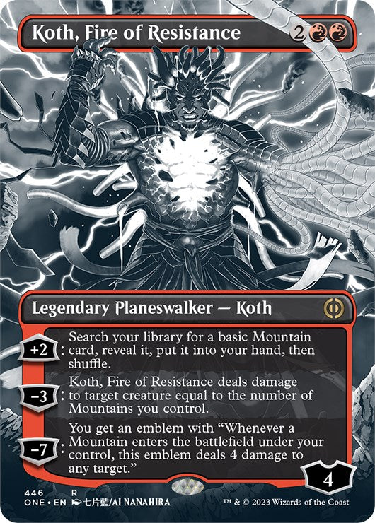 Koth, Fire of Resistance (Borderless Manga Step-and-Compleat Foil) [Phyrexia: All Will Be One] | Gear Gaming Fayetteville