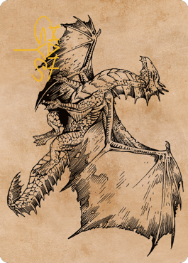 Ancient Bronze Dragon Art Card (58) (Gold-Stamped Signature) [Commander Legends: Battle for Baldur's Gate Art Series] | Gear Gaming Fayetteville