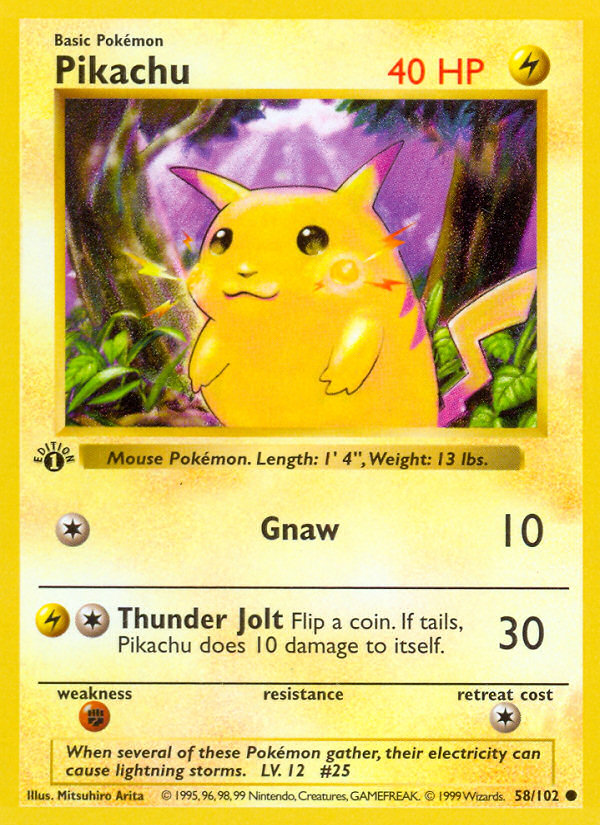 Pikachu (58/102) (Shadowless) [Base Set 1st Edition] | Gear Gaming Fayetteville