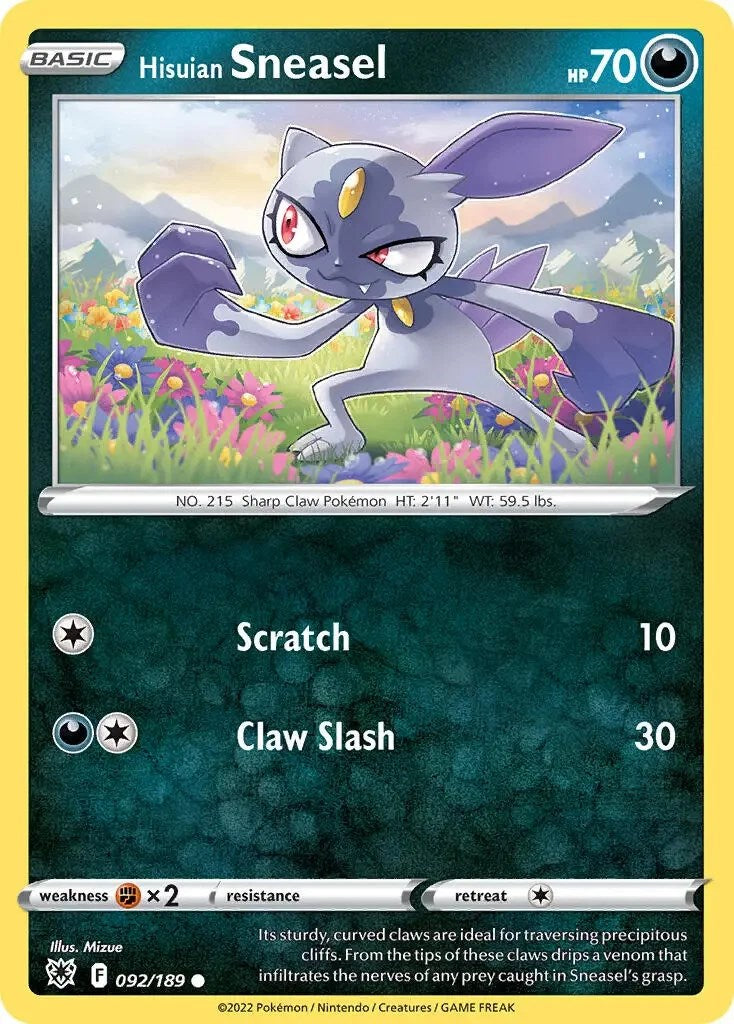 Hisuian Sneasel (092/189) (Theme Deck Exclusive) [Sword & Shield: Astral Radiance] | Gear Gaming Fayetteville