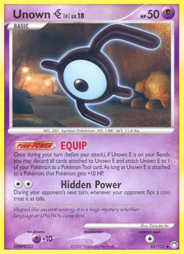 Unown E (65/123) [Diamond & Pearl: Mysterious Treasures] | Gear Gaming Fayetteville