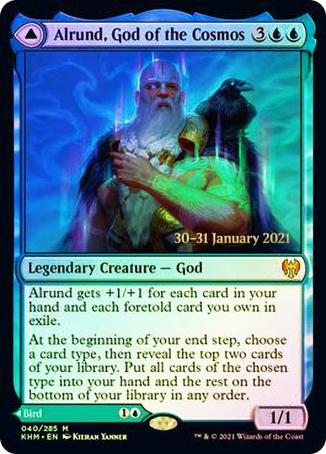 Alrund, God of the Cosmos // Hakka, Whispering Raven [Kaldheim Prerelease Promos] | Gear Gaming Fayetteville