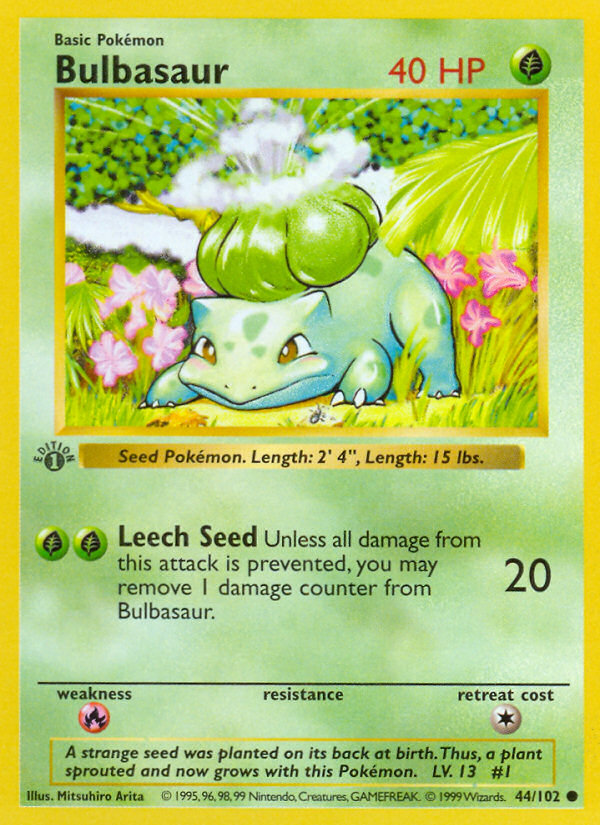 Bulbasaur (44/102) (Shadowless) [Base Set 1st Edition] | Gear Gaming Fayetteville