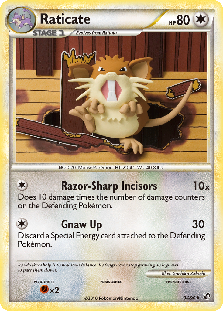 Raticate (34/90) [HeartGold & SoulSilver: Undaunted] | Gear Gaming Fayetteville