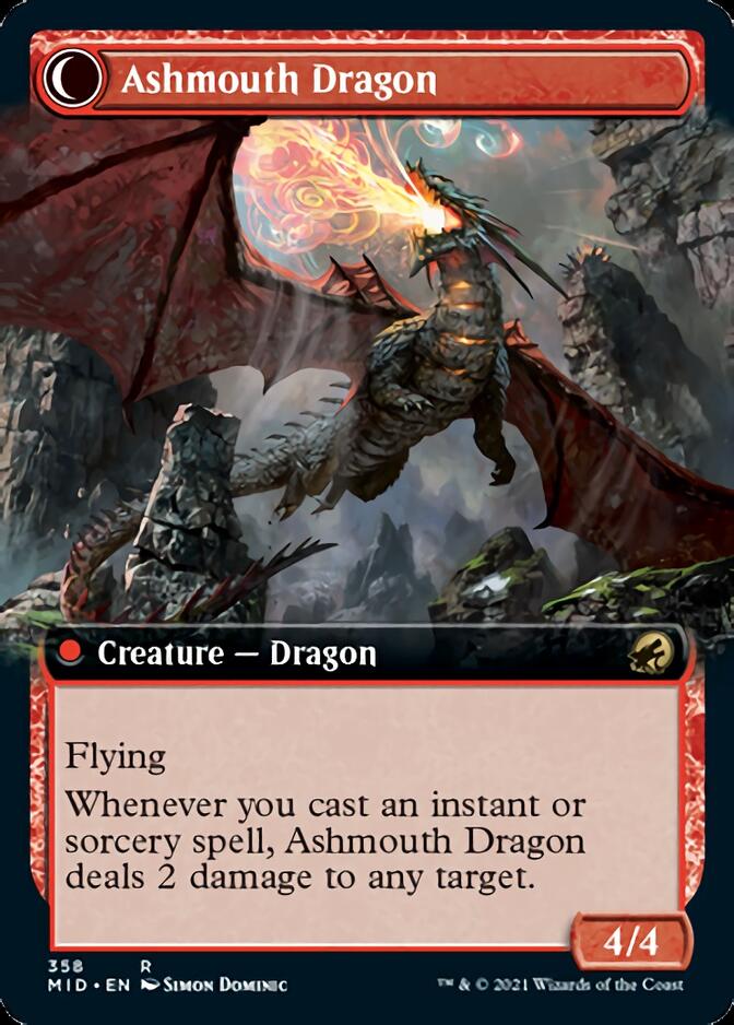 Smoldering Egg // Ashmouth Dragon (Extended Art) [Innistrad: Midnight Hunt] | Gear Gaming Fayetteville