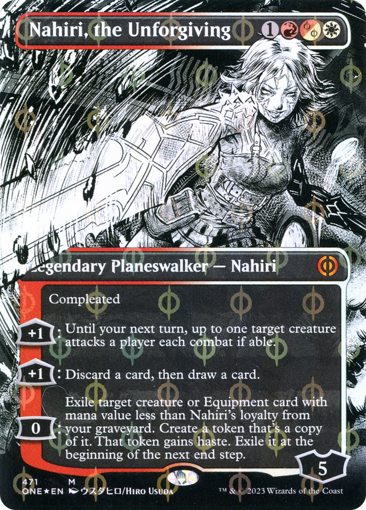 Nahiri, the Unforgiving (Borderless Manga Step-and-Compleat Foil) [Phyrexia: All Will Be One] | Gear Gaming Fayetteville