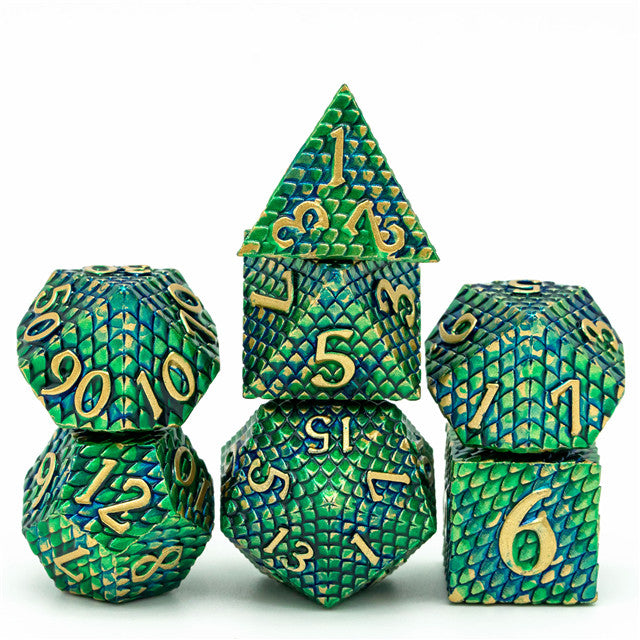 Udixi Dragon Scale Metal Dice - Blue/Green | Gear Gaming Fayetteville