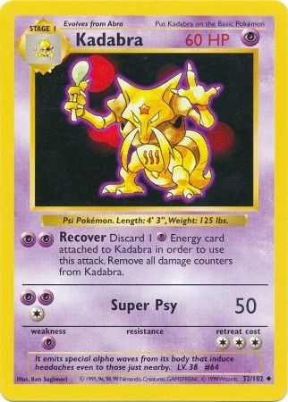 Kadabra (32/102) [Base Set Shadowless Unlimited] | Gear Gaming Fayetteville