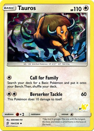 Tauros (164/236) (Pikachu Stamp #37) [Battle Academy 2020] | Gear Gaming Fayetteville