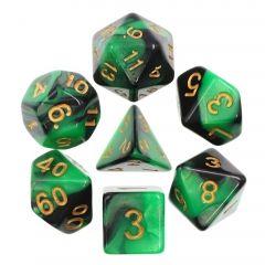 Black+Green Blend 7pcs Dice Set | Gear Gaming Fayetteville