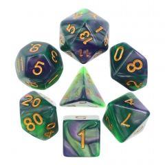 Green+Blue Blend 7pcs Dice Set | Gear Gaming Fayetteville