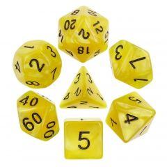 Yellow with Black Numbers Pearl 7pcs Dice Set | Gear Gaming Fayetteville