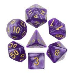 Purple with Gold Number Pearl 7pcs Dice Set | Gear Gaming Fayetteville