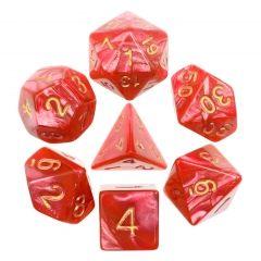 Red with Gold Numbers Pearl 7pcs Dice Set | Gear Gaming Fayetteville