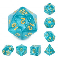 Lake Blue Pearl with Gold 7pcs Dice Set | Gear Gaming Fayetteville